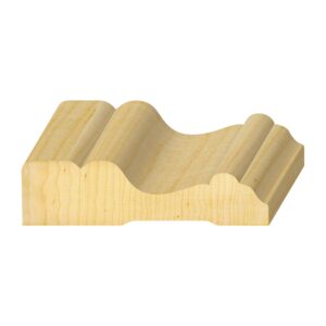 A wooden object with a curved design on top of it.