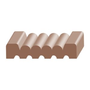 A brown piece of wood with six pieces in it.
