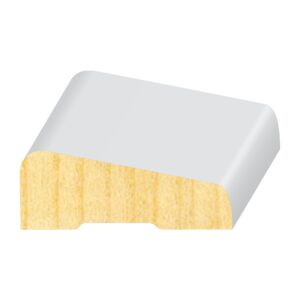 A white piece of wood with yellow trim.