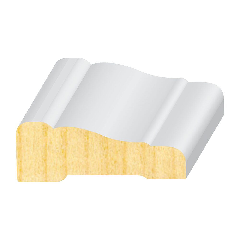 A white and yellow piece of wood with a curved edge.