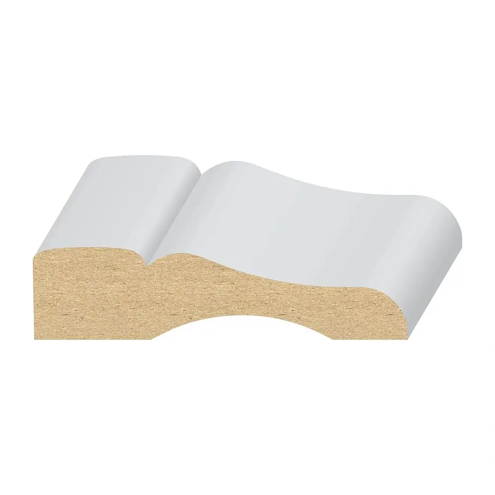 A white piece of wood with a curved edge.