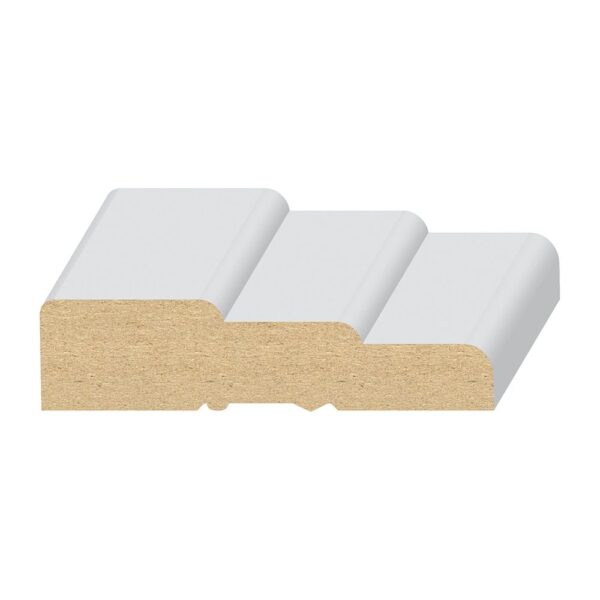 A white piece of wood with three pieces on it.