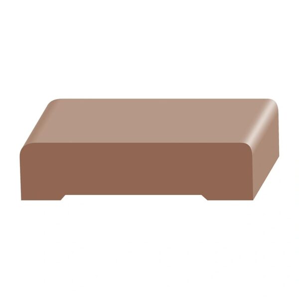 A brown block sitting on top of a white floor.