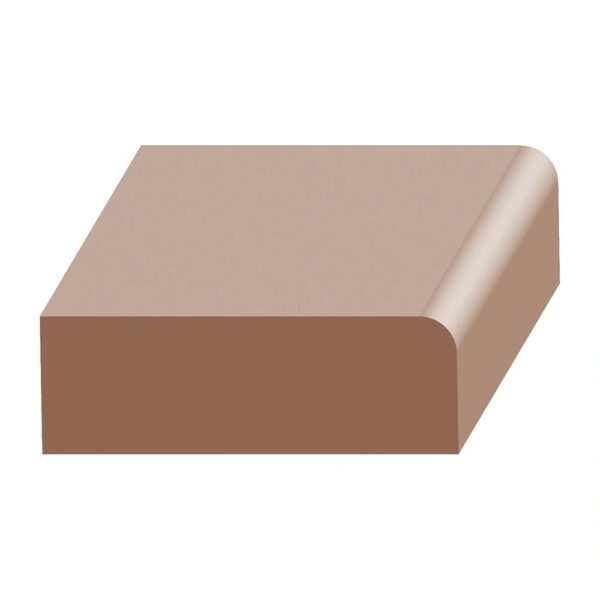 A brown tile with a rounded corner.