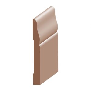 A picture of the side view of a wooden baseboard.