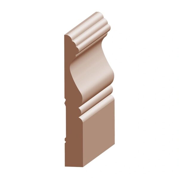 A 3 d image of the side view of a wood baseboard.