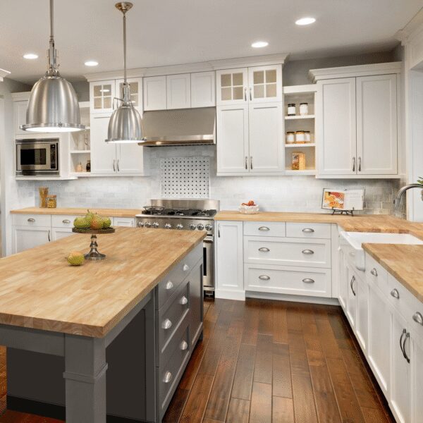Kitchen with butcher block counter