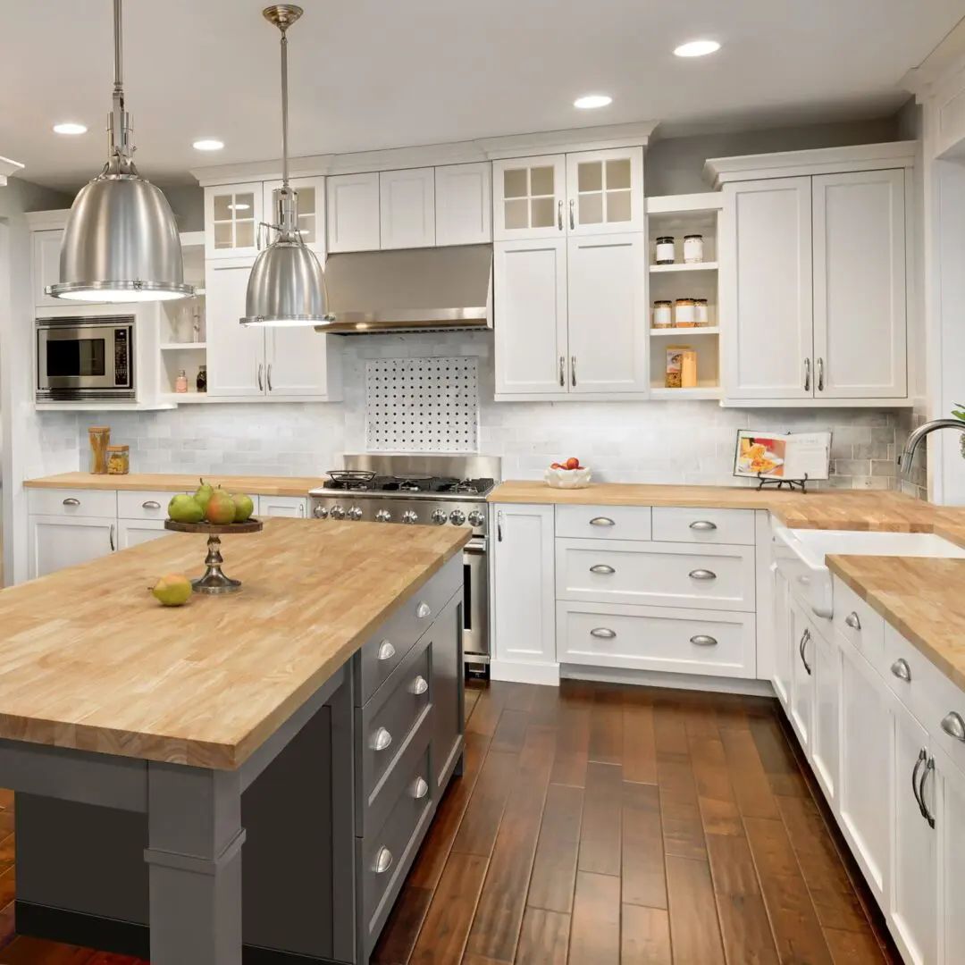 Kitchen with butcher block counter