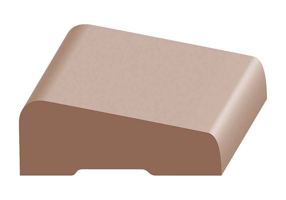 A brown tile with a curved edge.