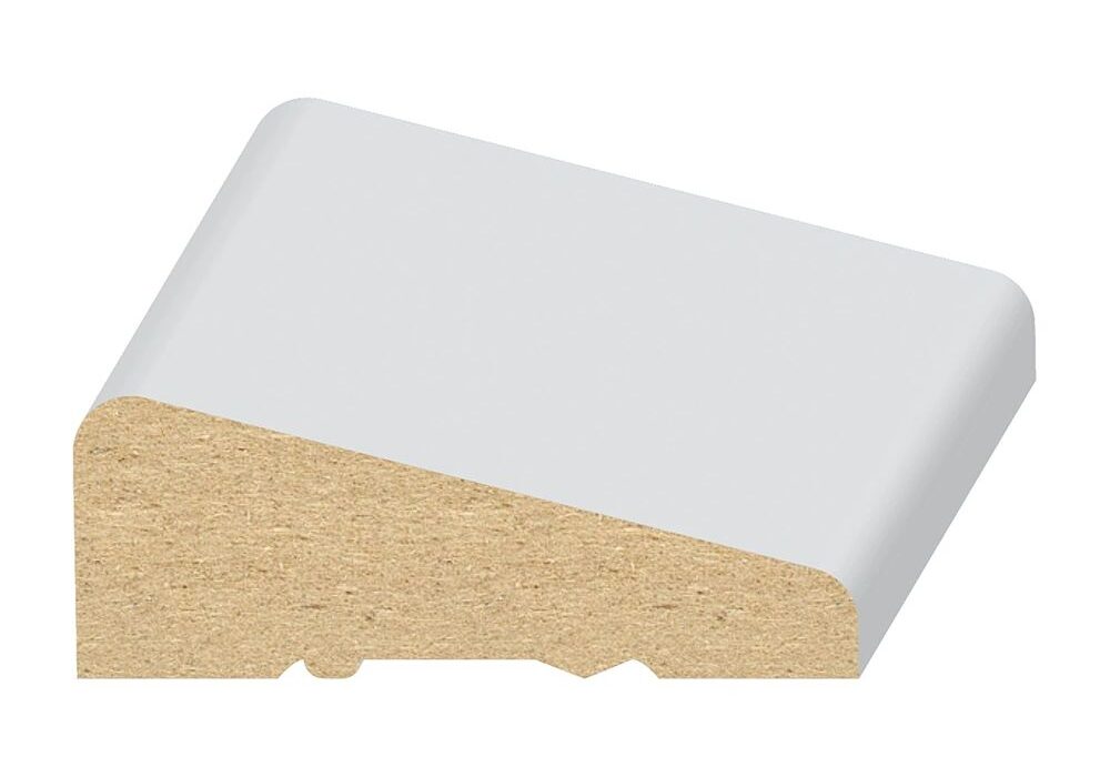 A white piece of wood with a small white strip.