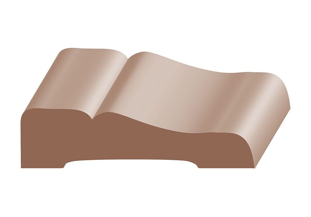 A brown tile with a curved shape on it.