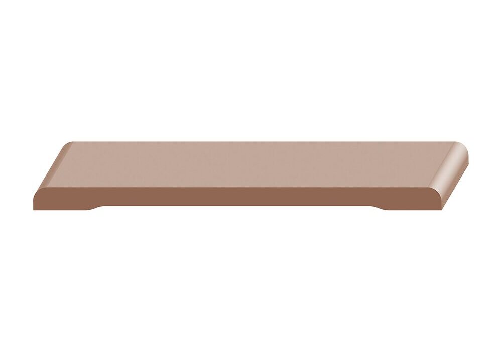 A brown handle with a square shape.