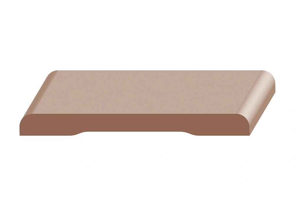 A brown tile with a white border.