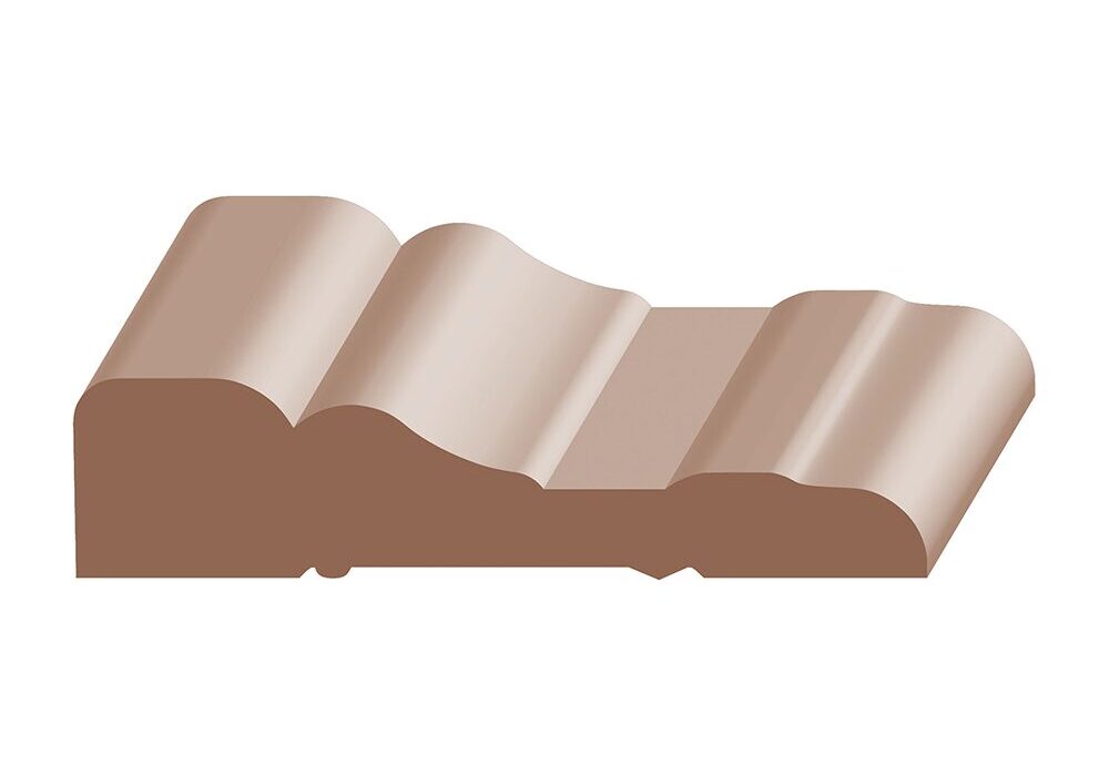 A brown tile with a wave design on it.