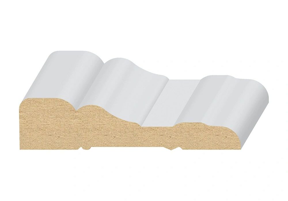 A white wooden strip with a curved top.