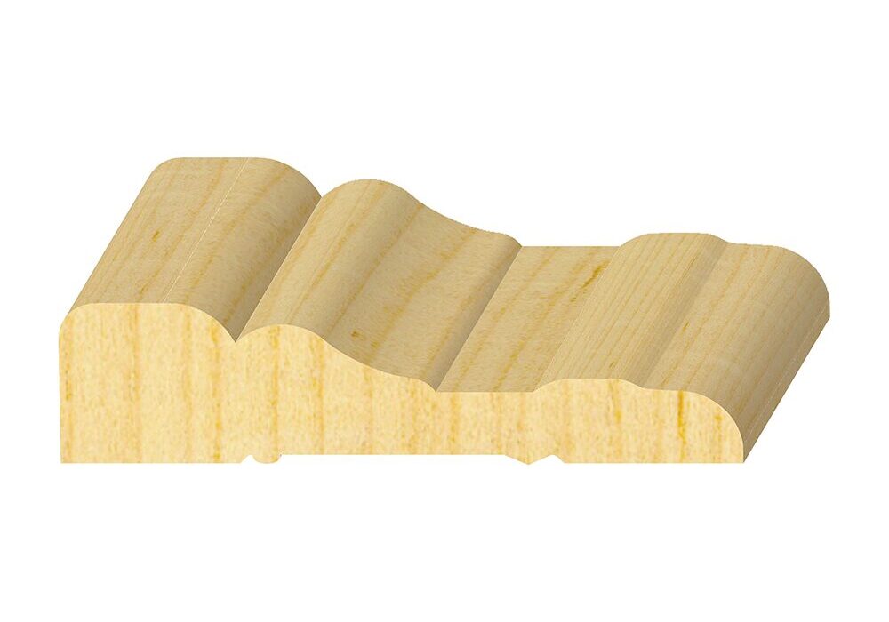 A wooden wave like object with no background.