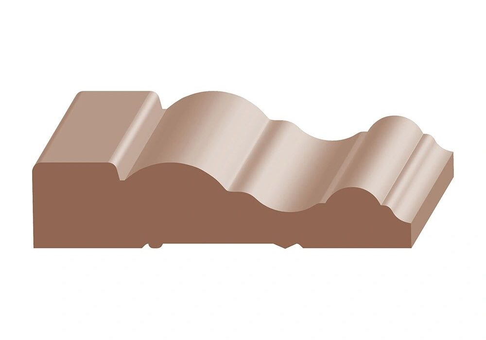 A brown piece of wood with a wave design.