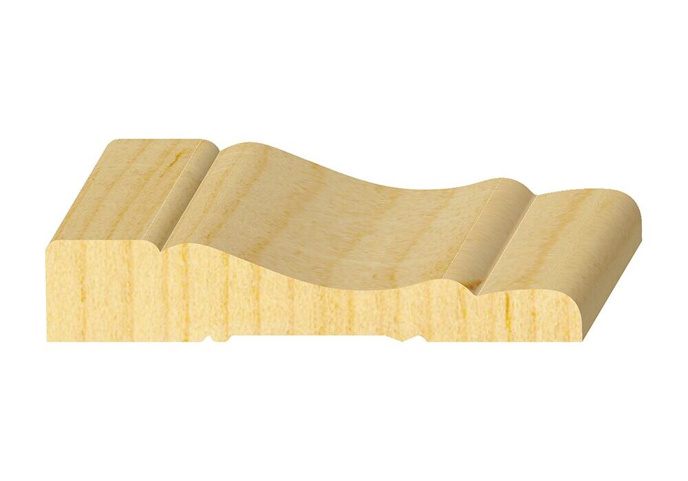 A wooden wave like object with no background.