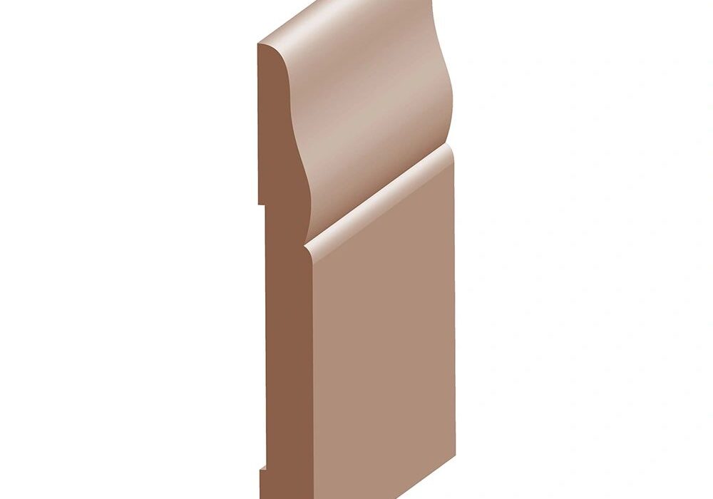 A picture of the side view of a wooden baseboard.