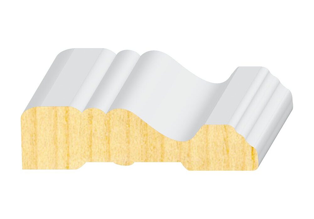 A white and yellow piece of art is shown.